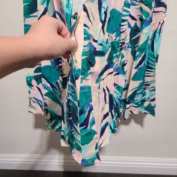 Torrid Tropical Print Challis Button Front Midi Dress Plus Size 6X Pink Green - Picture 5 of 8